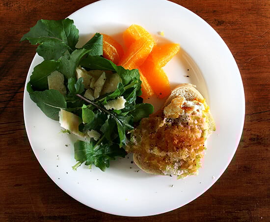 egg on toast with arugula and oranges egg on toast with arugula and oranges