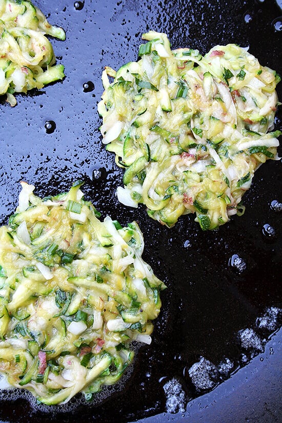 fritters in pan