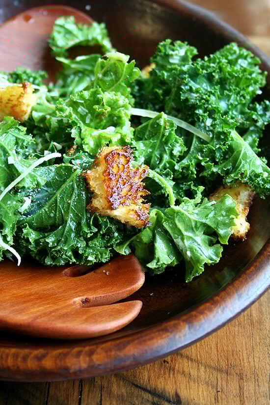 kale caesar salad with brioche croutons kale caesar salad with brioche croutons