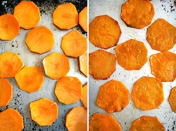 butternut squash, unbaked and baked butternut squash, unbaked and baked
