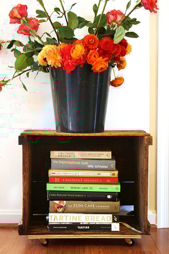 cookbooks and flowers