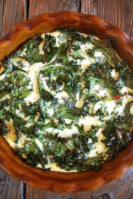 crustless quiche, loaded with kale