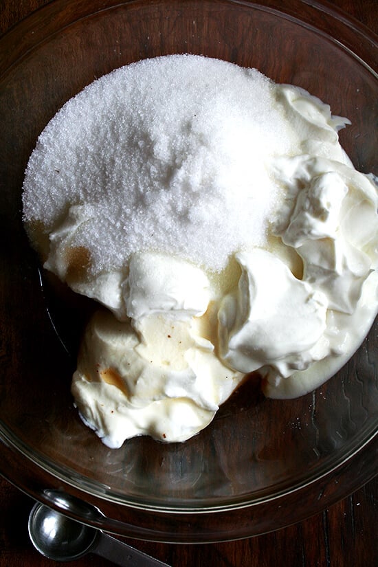 yogurt ,sugar, vanilla yogurt, sugar, vanilla