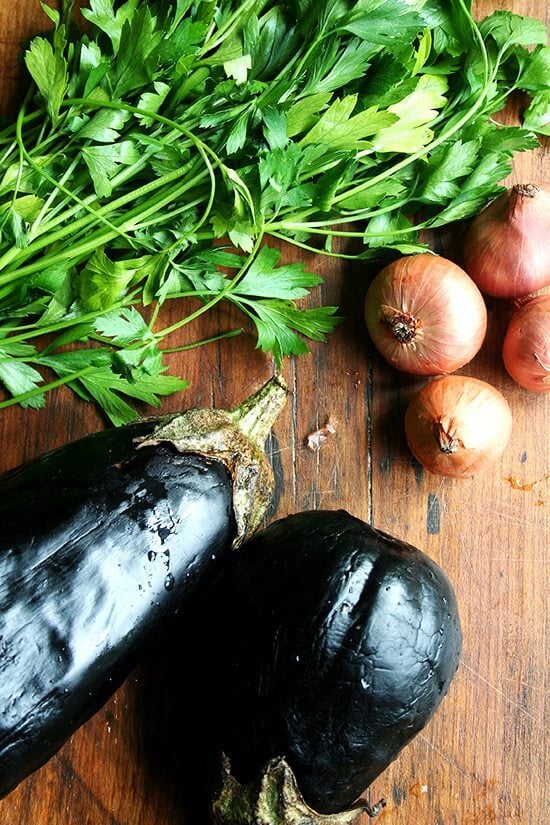 eggplant, parsley & shallots eggplant, parsley & shallots