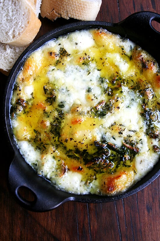 baked fontina with herbs and garlic