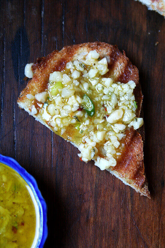 salsa di Parmigiano on grilled bread salsa di Parmigiano on grilled bread